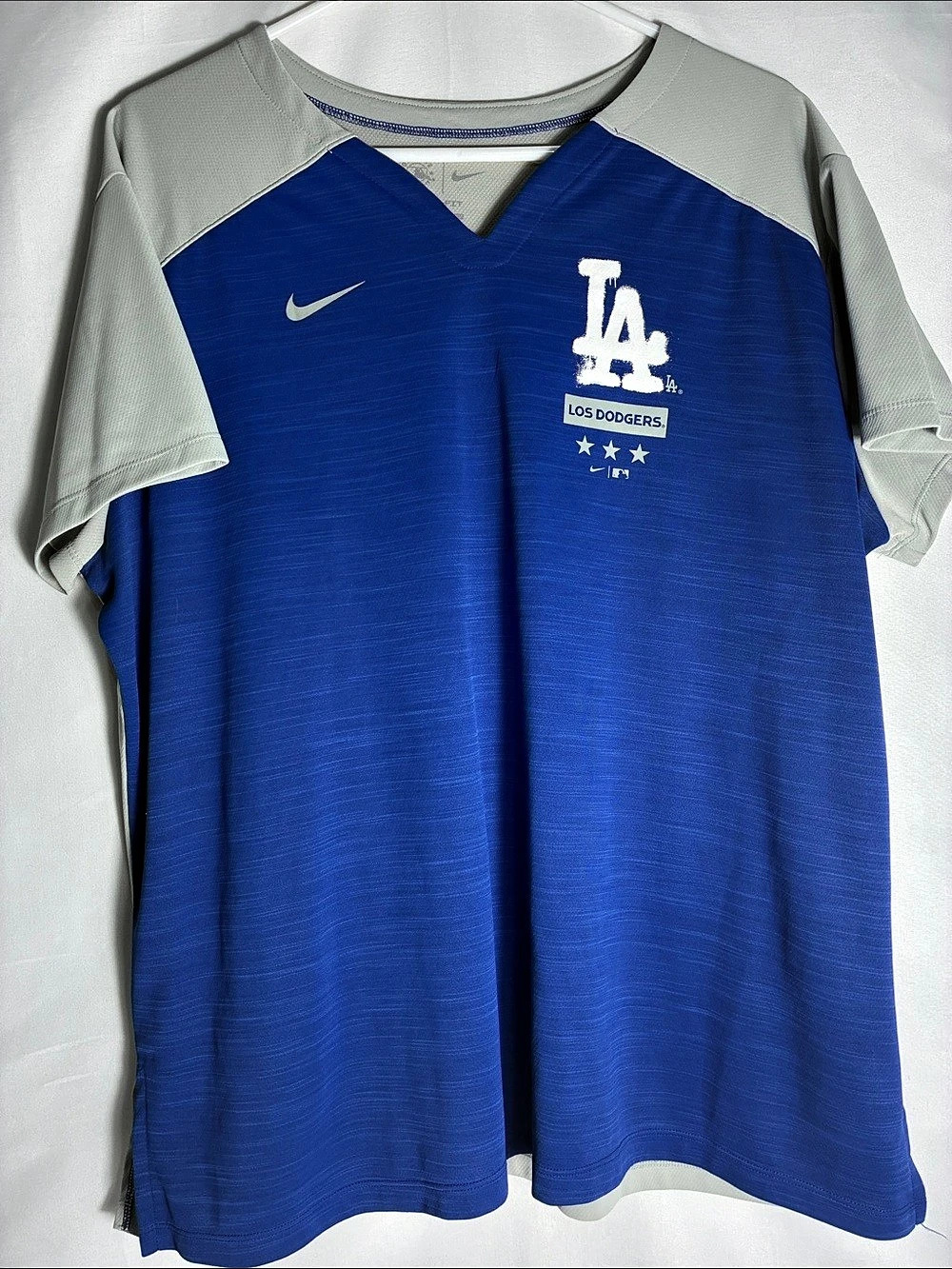 Nike Women's Los Angeles Dodgers City Connect V-Neck Shirt Blue Gray Sz XXL